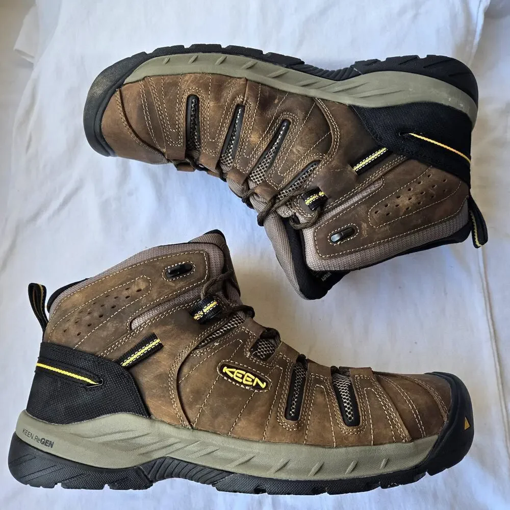 Keen Utlity Flint II Mid Mens Waterproof Leather Steel Toe Boots Brown Size 14 D